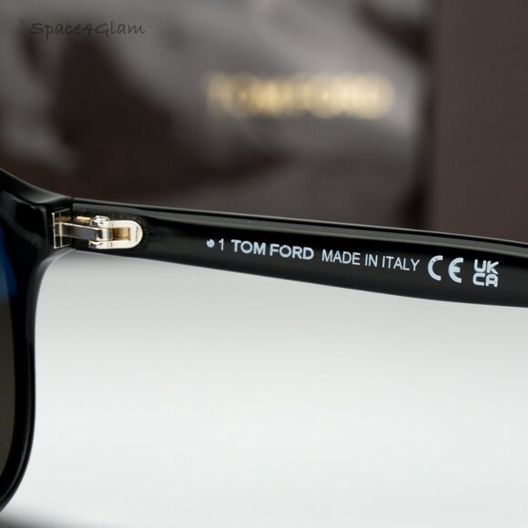 Tom Ford Men Sunglasses Shiny Black Smoke Pilot FT1000/S PIERRE 01A BRAND NEW - Picture 9 of 13